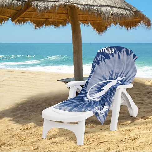 منشفة الشاطئ NHL Tampa Bay Lightning Psychedelic Beach من Northwest NHL، حمام خفيف الوزن من مزيج القطن والبوليستر، حمام السباحة، السباحة، معدات مروحة السفر، 30 × 60 بوصة in Kuwait