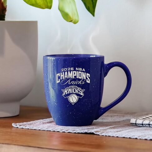 ريكو إندستريز NBA كرة السلة نيويورك نيكس 2026 NBA Champions 16 أونصة فريق اللون محفور بالليزر مرقط كوب قهوة من السيراميك in Kuwait