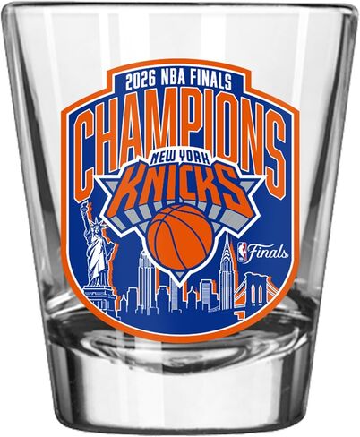 Logo Brands 2026 NBA Finals Champs New York Knicks 2 oz Shot Glass - Offical Commemorative Logo | 2 Fluid Ounces | Glass Material in Kuwait
