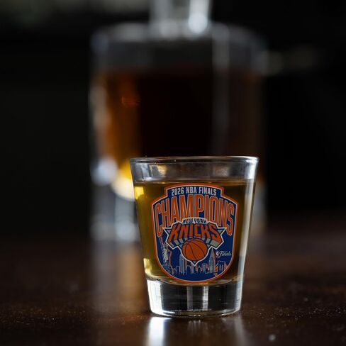 Logo Brands 2026 NBA Finals Champs New York Knicks 2 oz Shot Glass - Offical Commemorative Logo | 2 Fluid Ounces | Glass Material in Kuwait