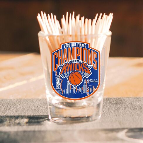 Logo Brands 2026 NBA Finals Champs New York Knicks 2 oz Shot Glass - Offical Commemorative Logo | 2 Fluid Ounces | Glass Material in Kuwait