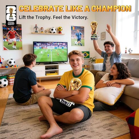 MESUCA Official FIFA World Cup 2026 Trophy Plush Pillow 14.5 inch, 1:1 Inspired Real Size Soft Decorative Throw Pillow for Sports Soccer Parties& World Cup 2026 Merchandise Decorations for Fans in Saudi Arabia