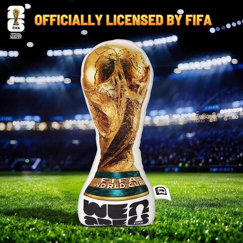 MESUCA Official FIFA World Cup 2026 Trophy Plush Pillow 14.5 inch, 1:1 Inspired Real Size Soft Decorative Throw Pillow for Sports Soccer Parties& World Cup 2026 Merchandise Decorations for Fans in Saudi Arabia