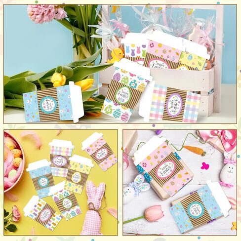 Angolio 12pcs Happy Easter Coffee Gift Card Easter Eggs Latte Coffee Money and Gift Card Sleeves Bunny Cash Holder Holday Holday for Easter Exter in Kuwait