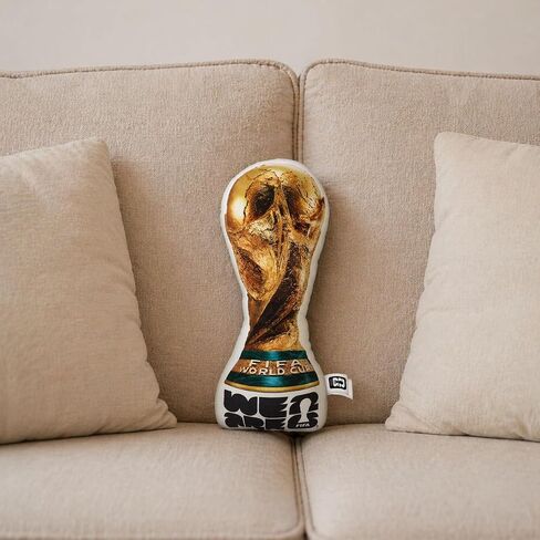 MESUCA Official FIFA World Cup 2026 Trophy Plush Pillow 14.5 inch, 1:1 Inspired Real Size Soft Decorative Throw Pillow for Sports Soccer Parties& World Cup 2026 Merchandise Decorations for Fans in Saudi Arabia