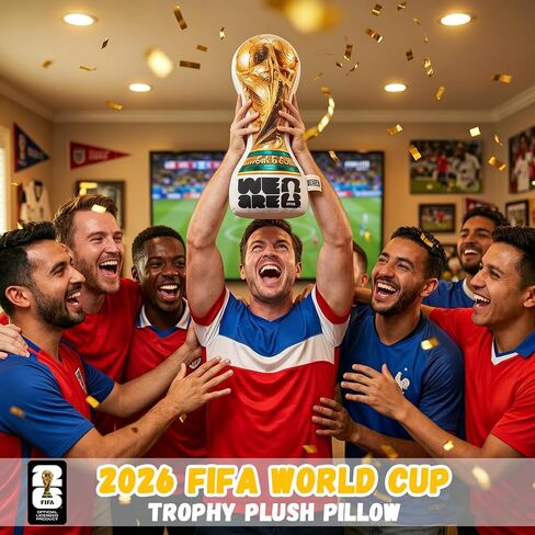 MESUCA 19Inch World Cup Plush Trophy Pillow, Filled PP Cotton, with Trophy Design, FIFA Gift for Men, FIFA World Cup 2026 Merchandise in Saudi Arabia