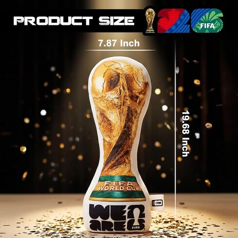 MESUCA 19Inch World Cup Plush Trophy Pillow, Filled PP Cotton, with Trophy Design, FIFA Gift for Men, FIFA World Cup 2026 Merchandise in Saudi Arabia