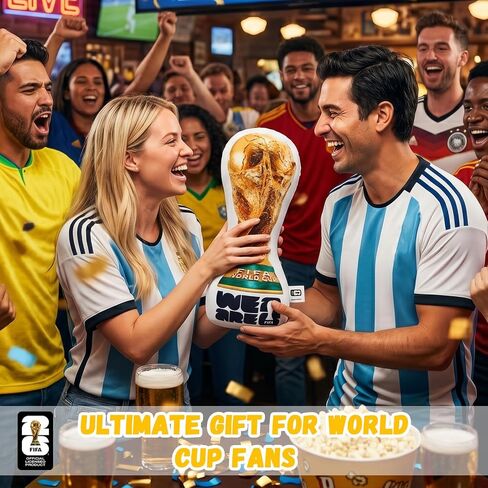 MESUCA 19Inch World Cup Plush Trophy Pillow, Filled PP Cotton, with Trophy Design, FIFA Gift for Men, FIFA World Cup 2026 Merchandise in Saudi Arabia