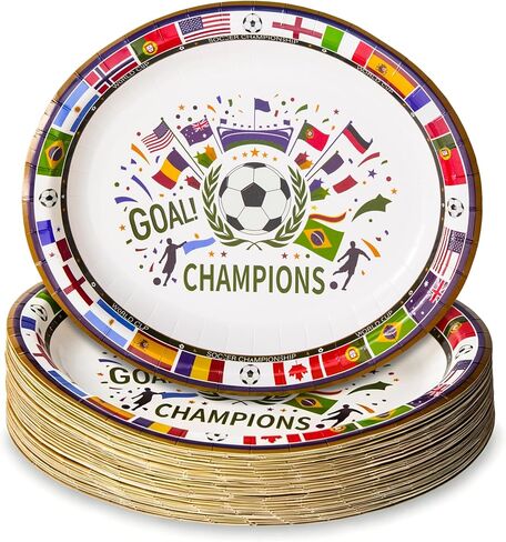 لوازم حفلات كأس العالم 2026 - 50 عبوة من أطباق ورقية كبيرة مقاس 12 × 10 بوصة، أواني طعام شديدة التحمل للاستعمال مرة واحدة للشواء والتخييم وحفلات مشاهدة كرة القدم، وأطباق ورقية مقاومة للقطع (أخضر) in Kuwait