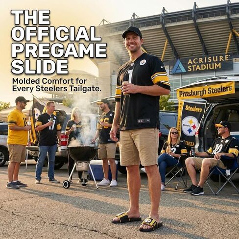 صنادل FOCO Pittsburgh Steelers للرجال من NFL المصبوبة من إسفنج EVA | مقاوم للماء، مرخص رسميًا in Kuwait