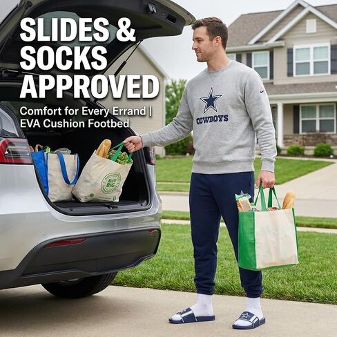 FOCO Dallas Cowboys Slides for Men NFL Molded EVA Foam Sandals | Water Resistant, Officially Licensed in Kuwait