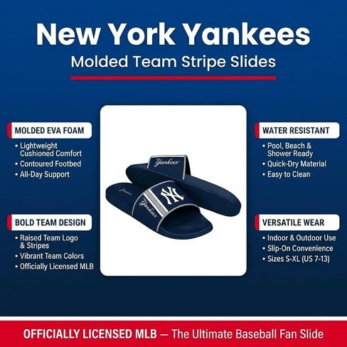 صنادل FOCO New York Yankees للرجال من MLB مصبوبة من إسفنج EVA | مقاوم للماء، مرخص رسميًا in Kuwait