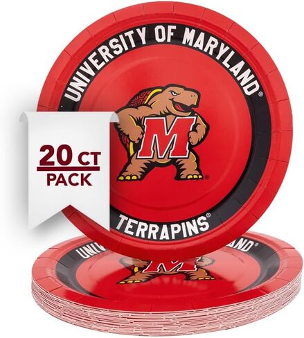 Desert Cactus University of Maryland Paper Plates UMD Terrapins 20 Count 9 inch Round Tableware for Tailgates, Graduation, Party and Game Day (Design A) in Saudi Arabia