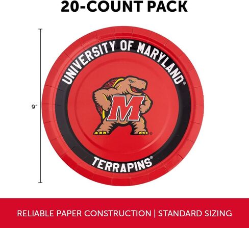 Desert Cactus University of Maryland Paper Plates UMD Terrapins 20 Count 9 inch Round Tableware for Tailgates, Graduation, Party and Game Day (Design A) in Saudi Arabia