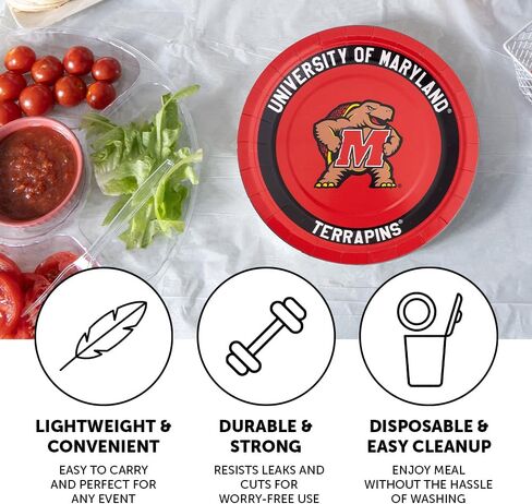 Desert Cactus University of Maryland Paper Plates UMD Terrapins 20 Count 9 inch Round Tableware for Tailgates, Graduation, Party and Game Day (Design A) in Saudi Arabia
