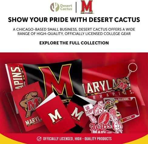 Desert Cactus University of Maryland Paper Plates UMD Terrapins 20 Count 9 inch Round Tableware for Tailgates, Graduation, Party and Game Day (Design A) in Saudi Arabia