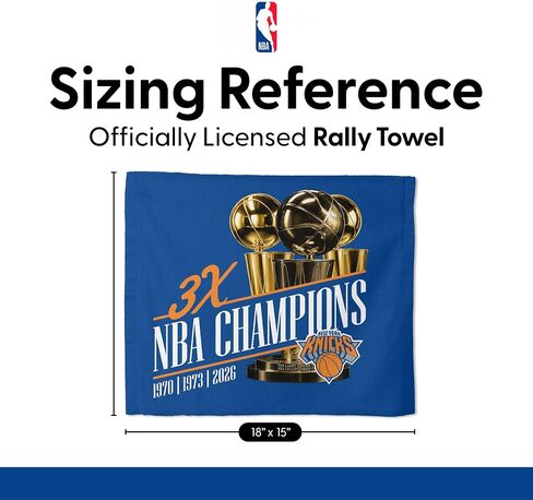 منشفة رالي نورثويست نيويورك نيكس 2026 NBA Champions متعددة الأبطال، معدات مروحة خفيفة الوزن، ملحق جانبي للملعب جاهز للموجة، 15 × 18 بوصة in Kuwait