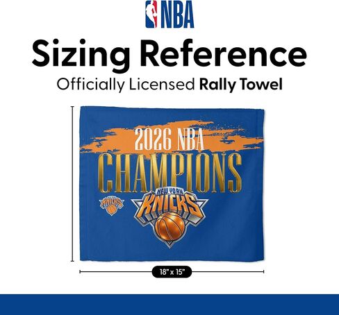 منشفة Northwest New York Knicks 2026 NBA Champions Rally، معدات مروحة خفيفة الوزن، ملحق جانبي للملعب جاهز للموجة، 15 × 18 بوصة in Kuwait