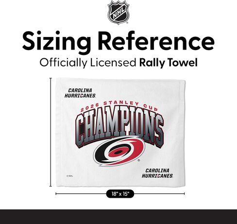منشفة رالي أبطال كأس ستانلي نورثويست NHL Carolina Hurricanes 2026، معدات مروحة خفيفة الوزن، ملحق جانبي للملعب جاهز للموجة، 15 × 18 بوصة in Kuwait