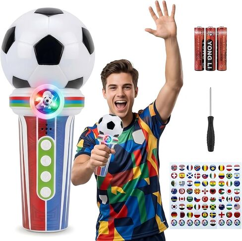 2026 World Soccer Sport Cup Fan Cheer Microphone Toy,Stadium Megaphone with 3 Cheer Sounds, Whistles, Drum & Recording, LED Light Handheld Noisemaker for Sports Games & Parties in Kuwait