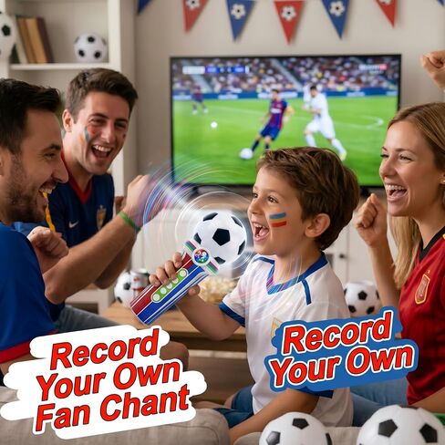 2026 World Soccer Sport Cup Fan Cheer Microphone Toy,Stadium Megaphone with 3 Cheer Sounds, Whistles, Drum & Recording, LED Light Handheld Noisemaker for Sports Games & Parties in Kuwait