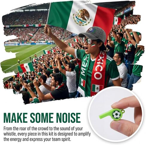 12Pcs 2026 World Cup Fan Set w/Flag, Flag Glasses, Whistle, 2 Clappers, Wristband, Face Paint, Scarf, Hat, 2 Sticks, Bag in Kuwait