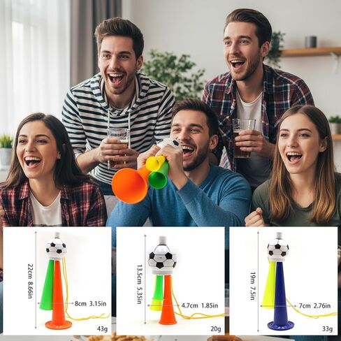 3 Pcs Football Trumpet Set - Loud Vuvuzela Horns for World Cup, Soccer Games & Sports Events, Plastic Cheering Horns in 3 Sizes for Fans, Parties & Celebrations in Kuwait