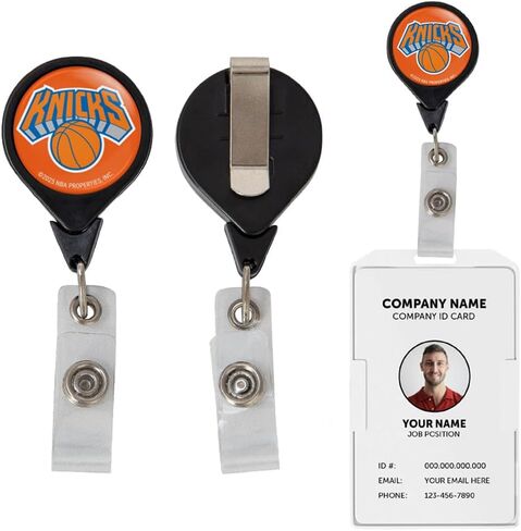 Desert Cactus New York Knicks NY Retractable Badge Holder NBA National Basketball ID Badge Reel with Ticket Clip for Lanyard, Work, School & Office Access (Design D) in Kuwait