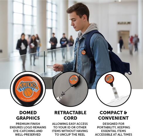 Desert Cactus New York Knicks NY Retractable Badge Holder NBA National Basketball ID Badge Reel with Ticket Clip for Lanyard, Work, School & Office Access (Design D) in Kuwait