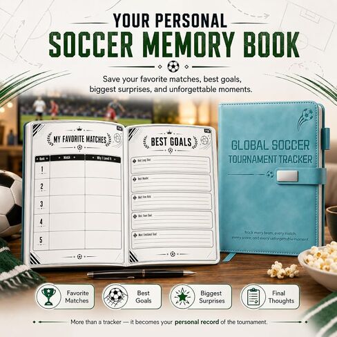 Calendario del mundial 2026 متتبع بطولة كرة القدم العالمية، ومجلة مشجعي كرة القدم ودفتر سجل المباريات، وهدايا كرة القدم للرجال والأولاد والمراهقين والمشجعين مع قوس ونتائج وتنبؤات وصفحات الفريق in Kuwait