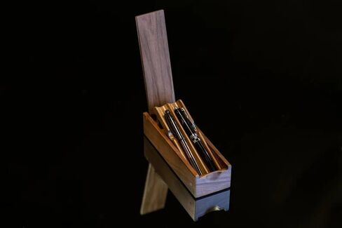 Elegant Wooden Fountain Pen Box, Wood 2-Pen Storage Case, Handcrafted Display Holder for Desk & Gift-Givingak in Saudi Arabia