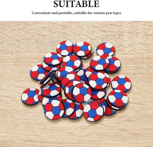 40pcs Soccer Themed Pen Caps with Cartoon Football Clips, Classroom Rewards Set for Students, Sports Pen Charms for School Supplies and Party Decorations in Kuwait