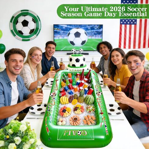 2026 Soccer Party Inflatable Serving Bar | 53" Large Floating Pool Cooler & Buffet Tray for Drinks Food | Outdoor Game Day Decorations, PortableTailgating & Birthday Supplies in Kuwait