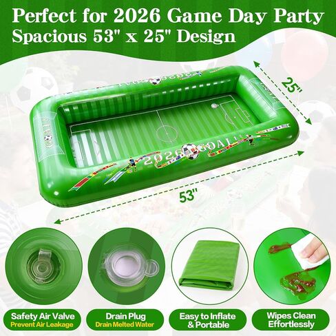 2026 Soccer Party Inflatable Serving Bar | 53" Large Floating Pool Cooler & Buffet Tray for Drinks Food | Outdoor Game Day Decorations, PortableTailgating & Birthday Supplies in Kuwait