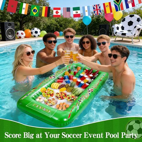 2026 Soccer Party Inflatable Serving Bar | 53" Large Floating Pool Cooler & Buffet Tray for Drinks Food | Outdoor Game Day Decorations, PortableTailgating & Birthday Supplies in Kuwait