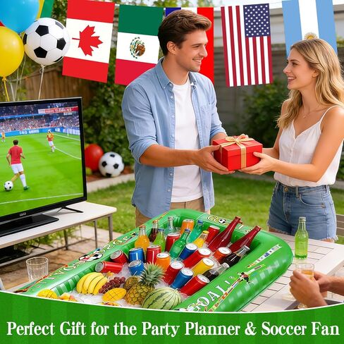 2026 Soccer Party Inflatable Serving Bar | 53" Large Floating Pool Cooler & Buffet Tray for Drinks Food | Outdoor Game Day Decorations, PortableTailgating & Birthday Supplies in Kuwait