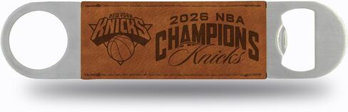 Rico Industries NBA Basketball New York Knicks 2026 NBA Champions شفرة من الجلد الصناعي محفورة بالليزر - ملحق مشروبات رائع ليوم اللعبة in Kuwait