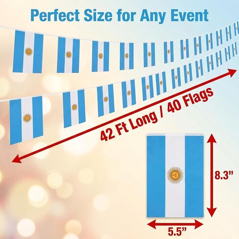 علم الأرجنتين الرايات 2 حزمة 40 رايات صغيرة 42Ft طويلة لكأس العالم كوبا أمريكا اليوم الوطني ديكور الحفلات داخلي في الهواء الطلق in Kuwait
