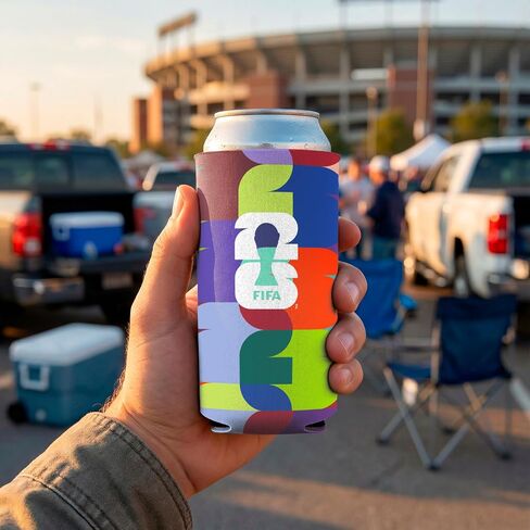 FIFA World Cup 2026 Repeating Design Insulated 25 oz Can Sleeve - Officially Licensed - Keeps Drinks Cold For Hours - Great Gift For Soccer Fans in Saudi Arabia
