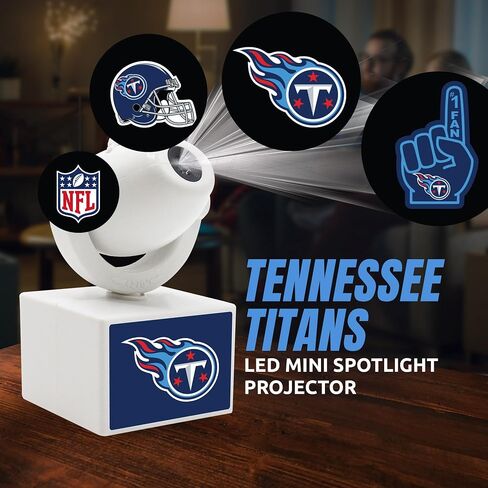 Sporticulture NFL American Football Tennessee Titans - جهاز عرض صغير LED قابل للتعديل مع 6 تصميمات لشعار الفريق - مصباح كشاف محمول وقابل لإعادة الشحن - يعمل بالبطارية - 4.375 بوصة × 3.125 بوصة in Kuwait