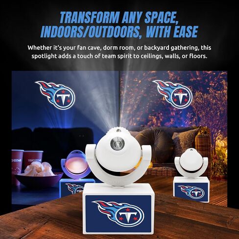 Sporticulture NFL American Football Tennessee Titans - جهاز عرض صغير LED قابل للتعديل مع 6 تصميمات لشعار الفريق - مصباح كشاف محمول وقابل لإعادة الشحن - يعمل بالبطارية - 4.375 بوصة × 3.125 بوصة in Kuwait