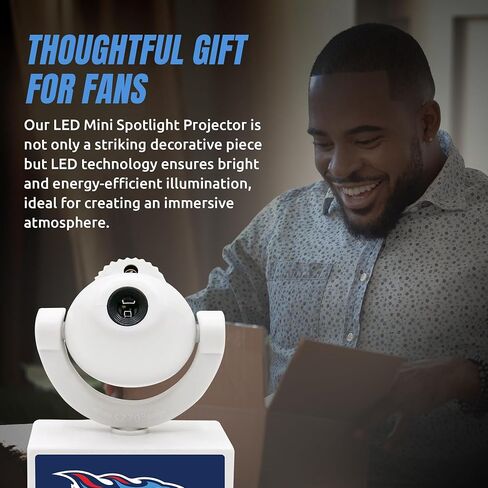 Sporticulture NFL American Football Tennessee Titans - جهاز عرض صغير LED قابل للتعديل مع 6 تصميمات لشعار الفريق - مصباح كشاف محمول وقابل لإعادة الشحن - يعمل بالبطارية - 4.375 بوصة × 3.125 بوصة in Kuwait