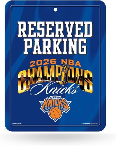 Rico Industries NBA Basketball New York Knicks 2026 NBA Champions 8.5 بوصة × 11 بوصة لافتة وقوف السيارات المعدنية من ألياف الكربون - رائعة لكهف الرجال، وغرفة النوم، والمكتب، وديكور المنزل in Kuwait