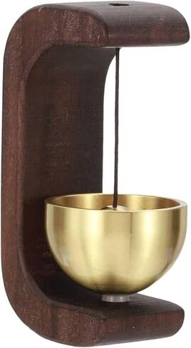 Wooden Door Chime with Brass Bells-Handcrafted Magnetic Shopkeeper's Bell for Entries.No-Tools Installation,Clear Timeless Alert Sound.Suitable for Home,Office,Shop,and Courtyard in Kuwait