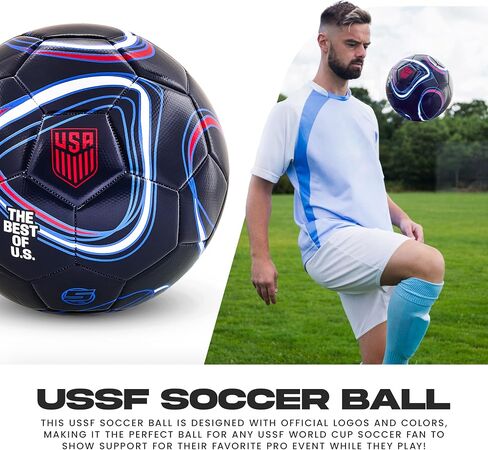كرة القدم الرسمية للاتحاد الأمريكي لكرة القدم (USSF) من Franklin Sports + مضخة - كرة تنظيم مقاس 5 للشباب + اللاعبين البالغين - غطاء ممتاز + هيكل - مثالية للمباريات + التدريب - أزرق داكن in Kuwait