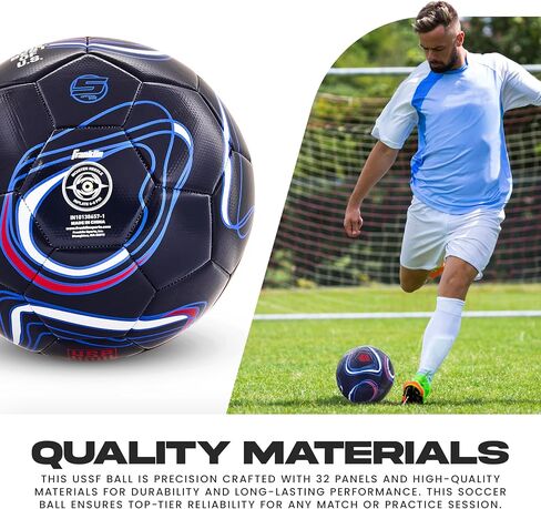 كرة القدم الرسمية للاتحاد الأمريكي لكرة القدم (USSF) من Franklin Sports + مضخة - كرة تنظيم مقاس 5 للشباب + اللاعبين البالغين - غطاء ممتاز + هيكل - مثالية للمباريات + التدريب - أزرق داكن in Kuwait