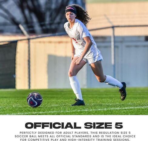 كرة القدم الرسمية للاتحاد الأمريكي لكرة القدم (USSF) من Franklin Sports + مضخة - كرة تنظيم مقاس 5 للشباب + اللاعبين البالغين - غطاء ممتاز + هيكل - مثالية للمباريات + التدريب - أزرق داكن in Kuwait