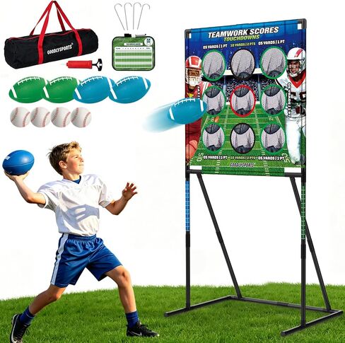2 in 1 Kids Football & Baseball Toss Game, 9 Hole Target Net with Throwing Practice, Backyard Games, Carnival Family Lawn Fun, Outdoor Toys for Kids 8-12, Beach Yard Party Birthday Sports Gift in Kuwait