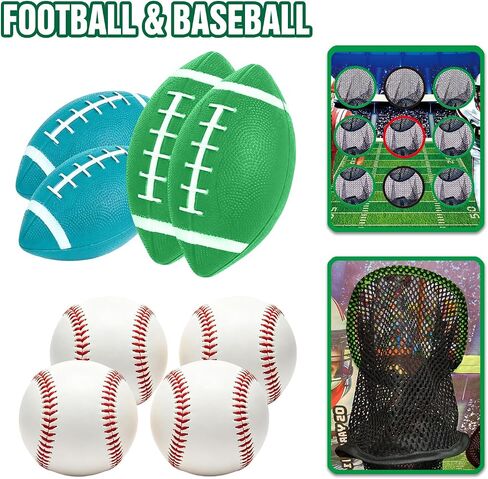 2 in 1 Kids Football & Baseball Toss Game, 9 Hole Target Net with Throwing Practice, Backyard Games, Carnival Family Lawn Fun, Outdoor Toys for Kids 8-12, Beach Yard Party Birthday Sports Gift in Kuwait