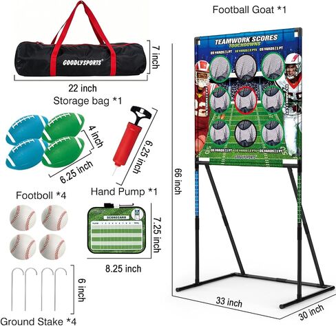 2 in 1 Kids Football & Baseball Toss Game, 9 Hole Target Net with Throwing Practice, Backyard Games, Carnival Family Lawn Fun, Outdoor Toys for Kids 8-12, Beach Yard Party Birthday Sports Gift in Kuwait